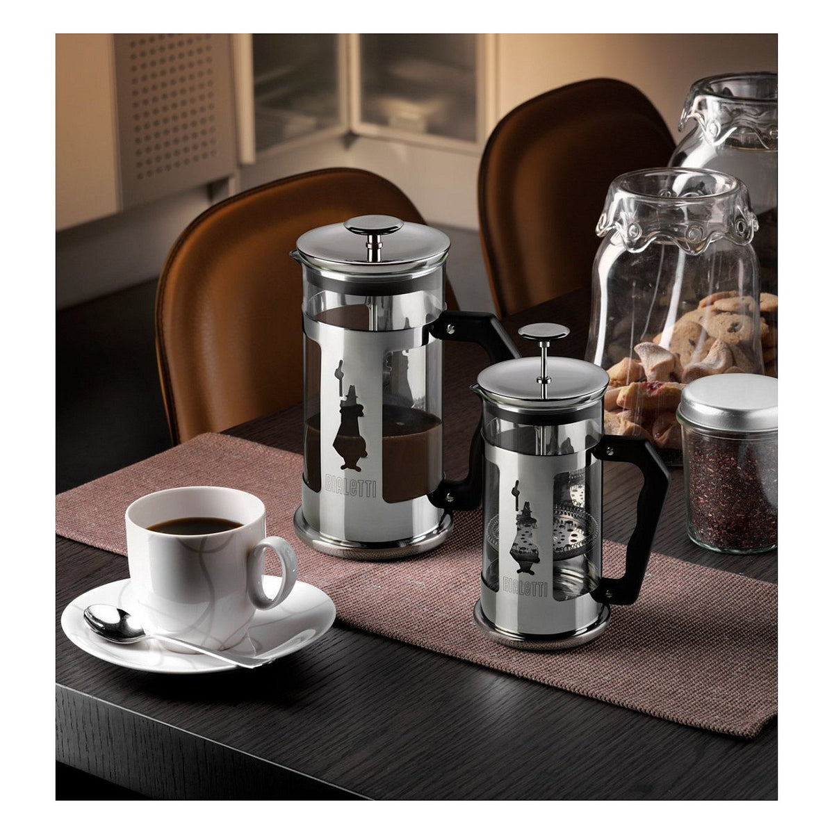 Bialetti Preziosa French-Press - Kaffee- und Teebereiter - silber/schwarz - Edelstahl/Glas - 1l