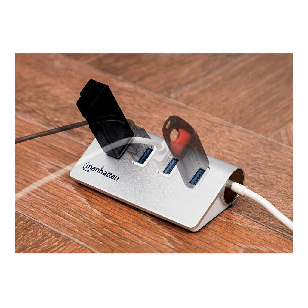 MANHATTAN Hub 4-Port 4xUSB3.0 Alu Strom: USB