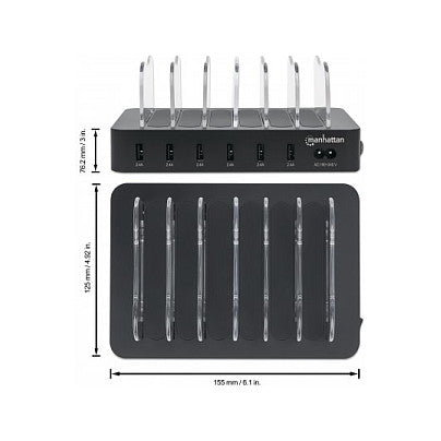 MANHATTAN 6-Port USB-Ladestation USB-A-Ports 2,4 A/5 V 55W
