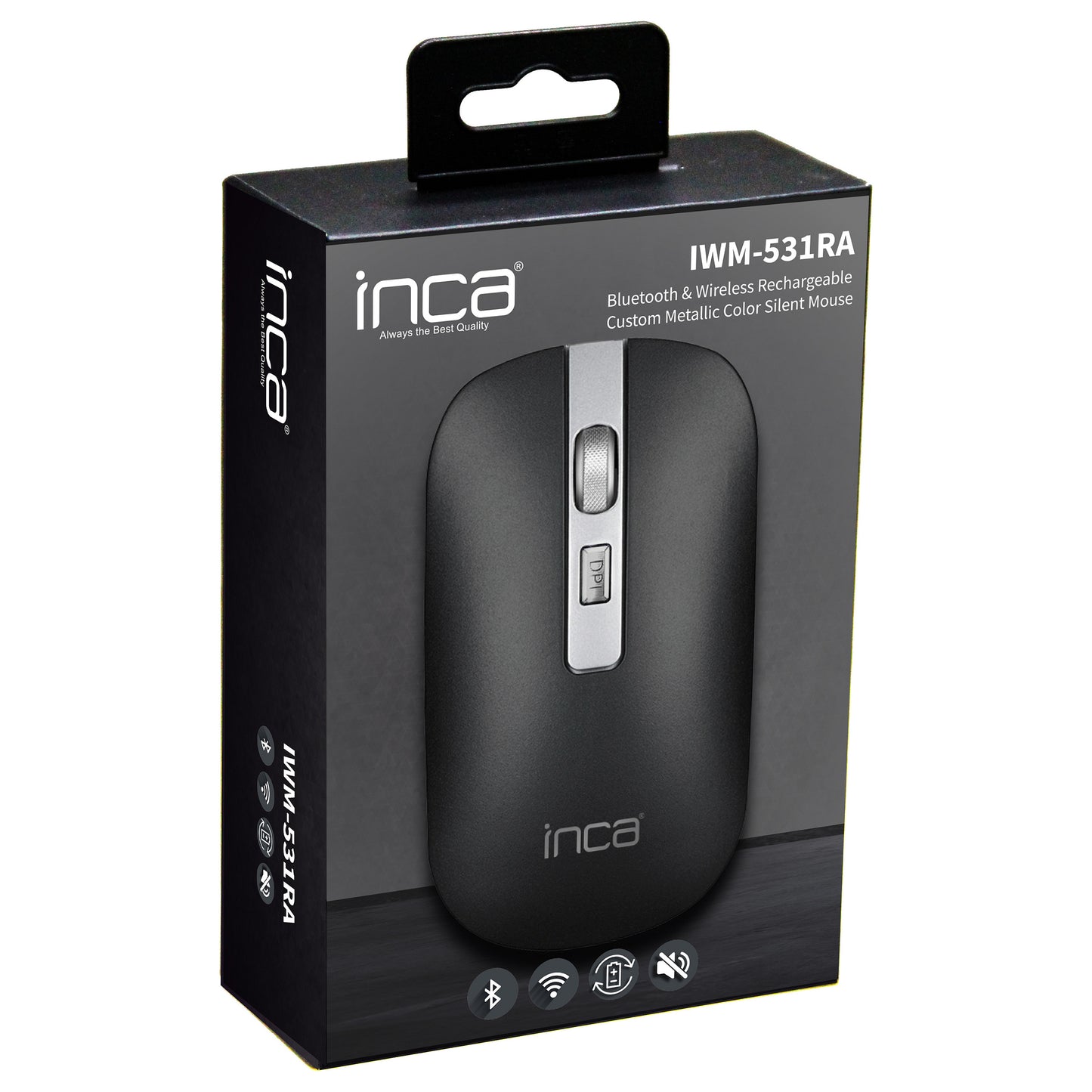 INCA Maus IWM-531RA Wrls & BT,4D-Taste,Akku,Spec.Metallic