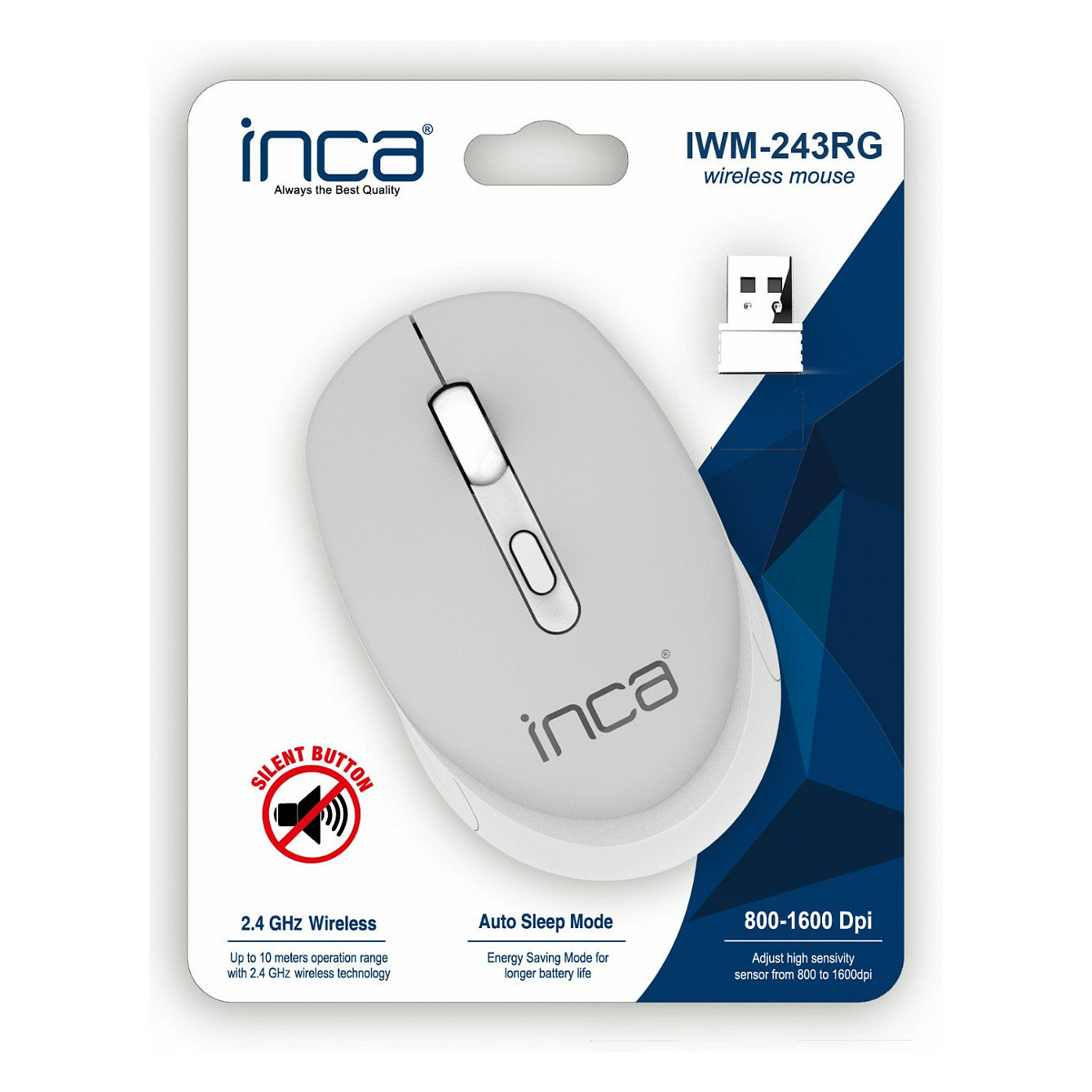 INCA Maus IWM-243RG 1600 DPI,CANDY DESIGN Grau, 2,4GHz