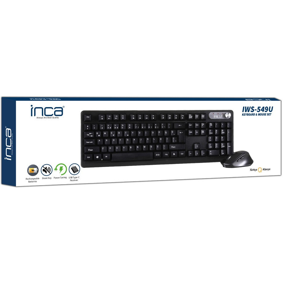 INCA Tastatur + Maus IWS-549U Büro Design,USB 2.0 Tas/USB-C Maus black