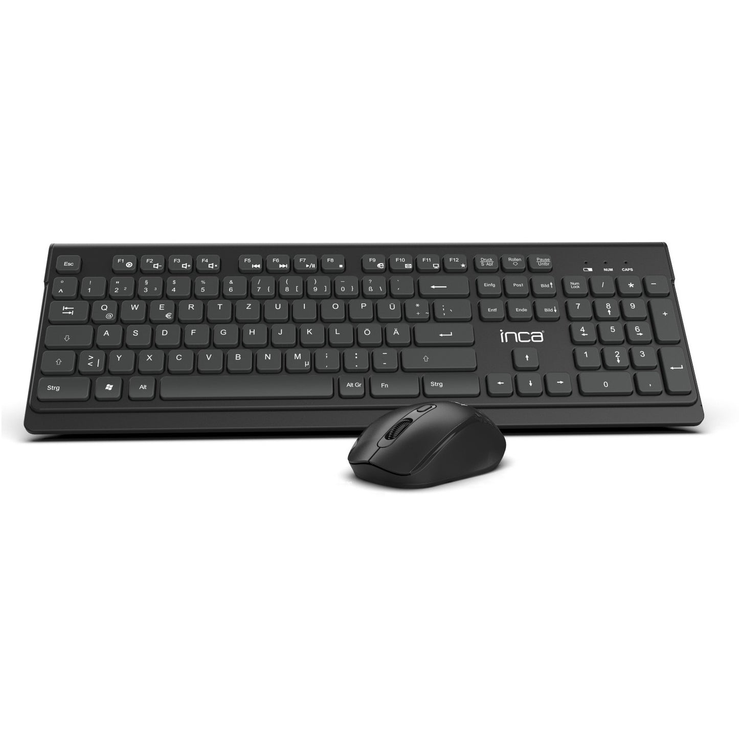 INCA Tastatur + Maus IWS-519 erg.Design, USB-C/A, Multimedia black