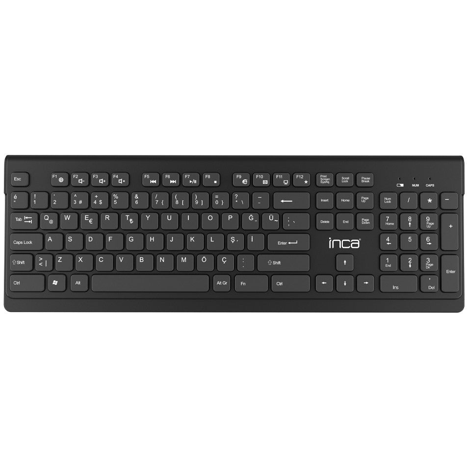 INCA Tastatur + Maus IWS-519 erg.Design, USB-C/A, Multimedia black