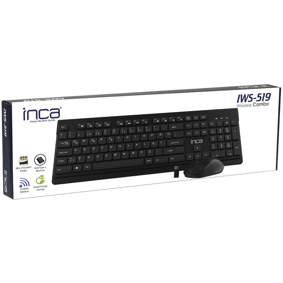 INCA Tastatur + Maus IWS-519 erg.Design, USB-C/A, Multimedia black