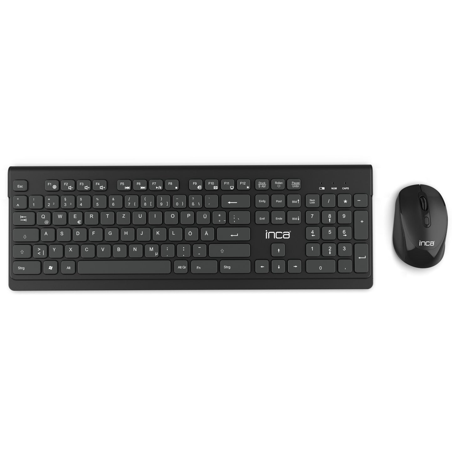 INCA Tastatur + Maus IWS-519 erg.Design, USB-C/A, Multimedia black