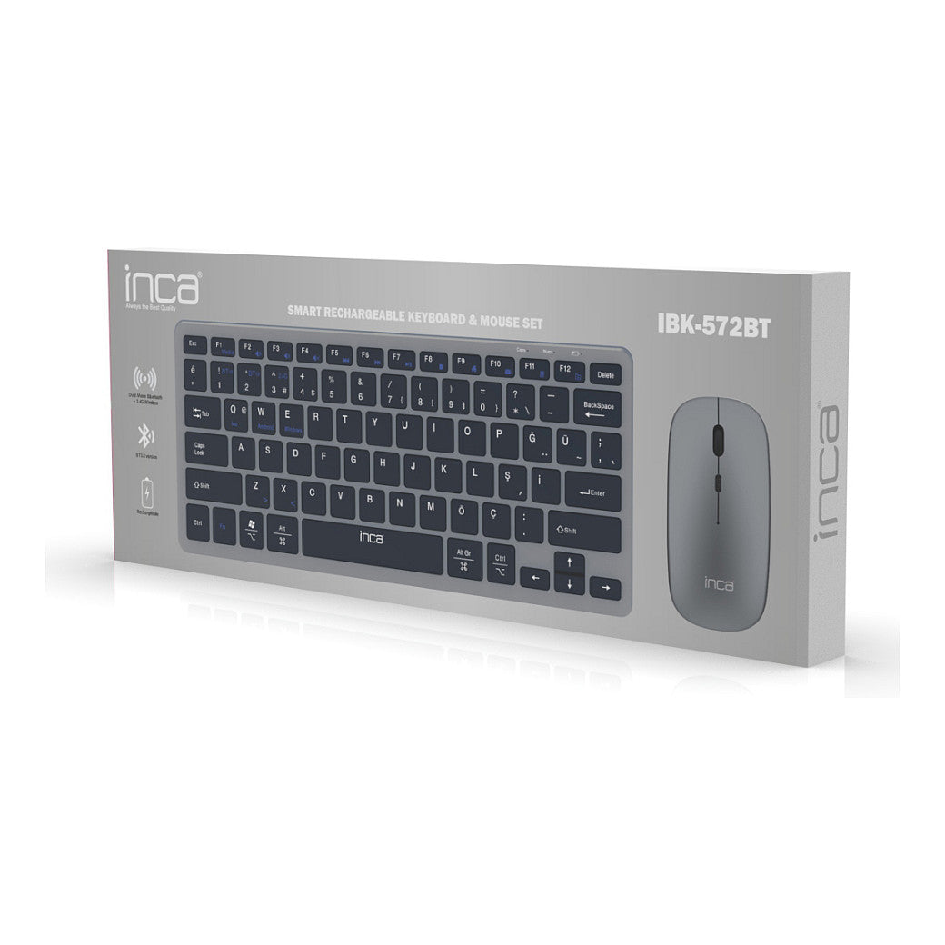INCA Tastatur + Maus IBK-572BT BT 3.0/5.0, Smart, 40Tage, 5-10m black