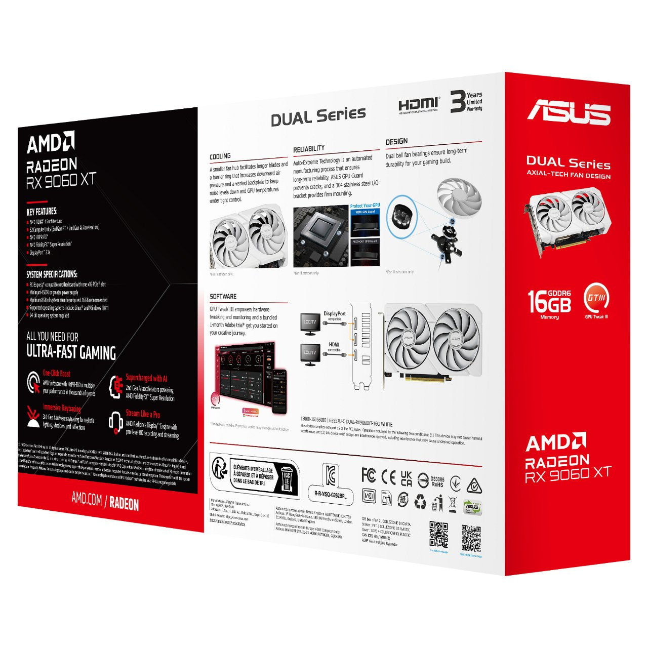 RX 9060 XT 16GB Asus DUAL GDDR6 white