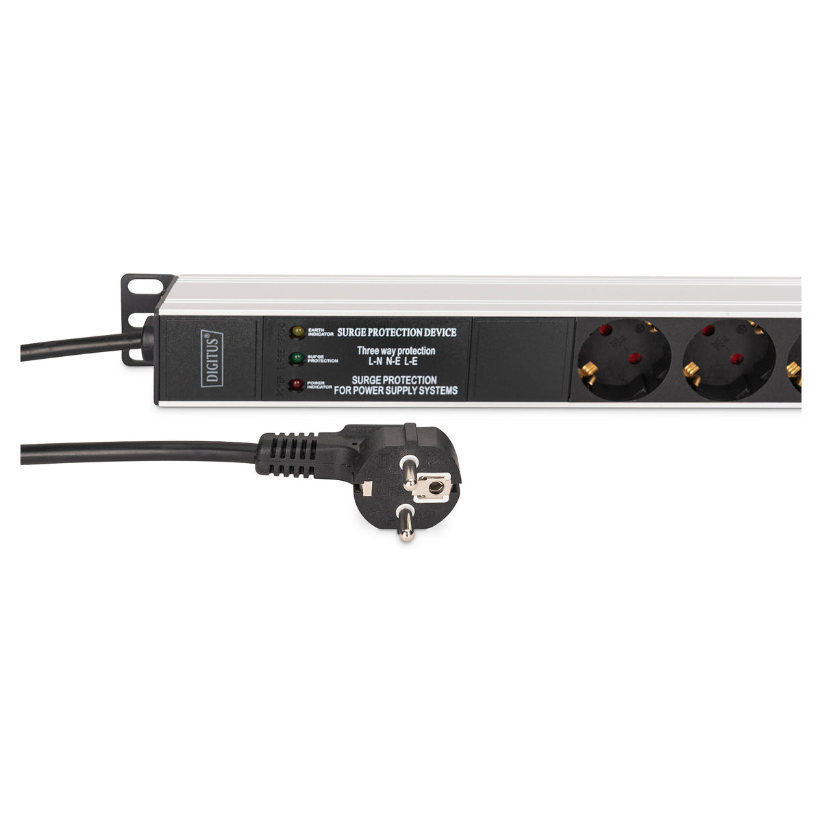 DIGITUS Steckdosenleiste 9-fach 19" Alu. 1HE 2m schwarz