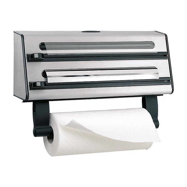 Emsa 504180 Contura 3-fach-Schneidabroller, Edelstahl, silber/schwarz