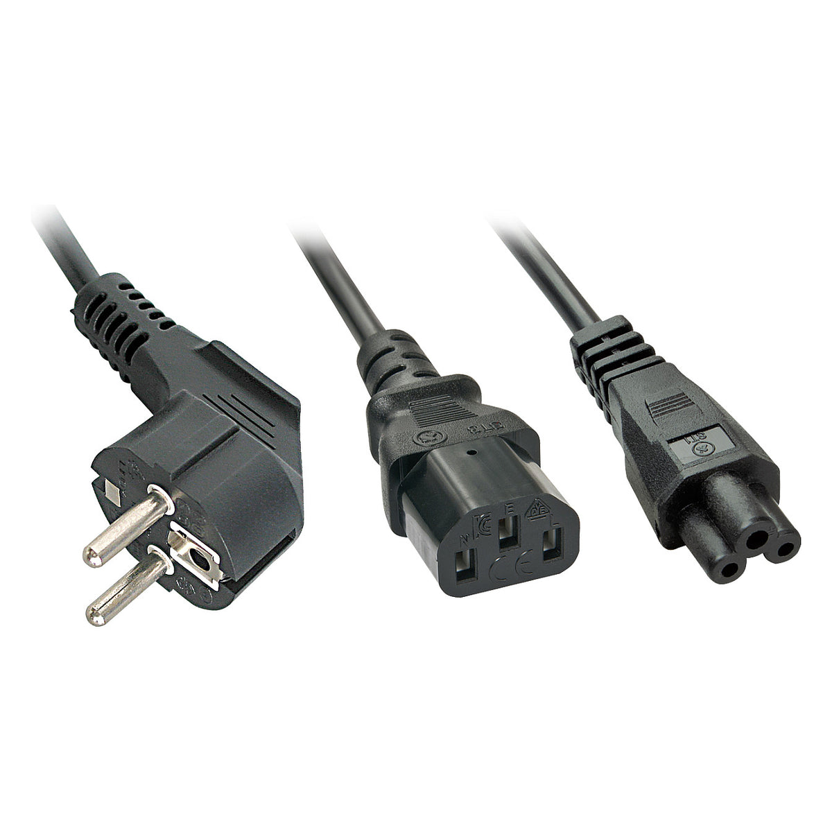 LINDY IEC-Y-Netzkabel an IEC C13 & C5 Schukostecker/C13 2m
