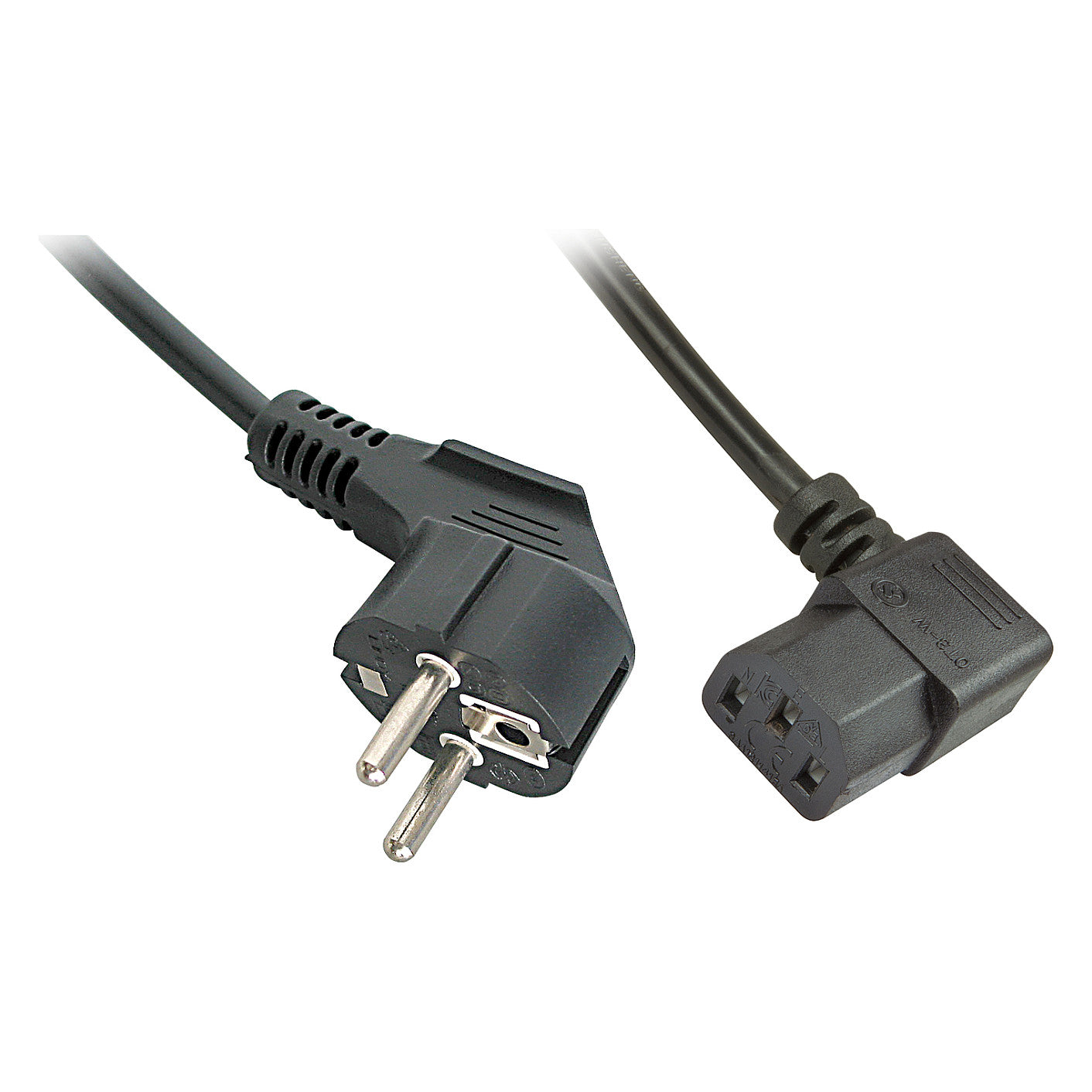 LINDY IEC-Netzkabel abgewinkelt Schuko an C13 2m