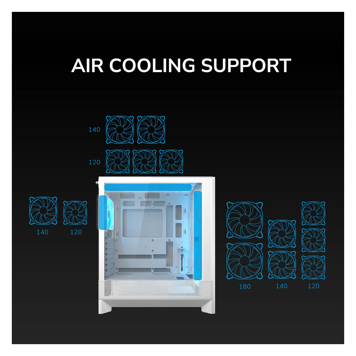 Midi COUGAR Airface 180, ARGB, Schwarz