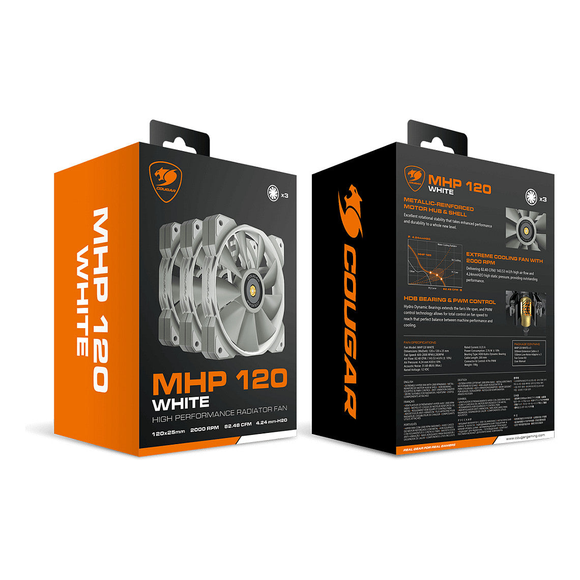 120mm COUGAR Gehäuse Lüfter MHP 120, Weiß, 3er-Pack