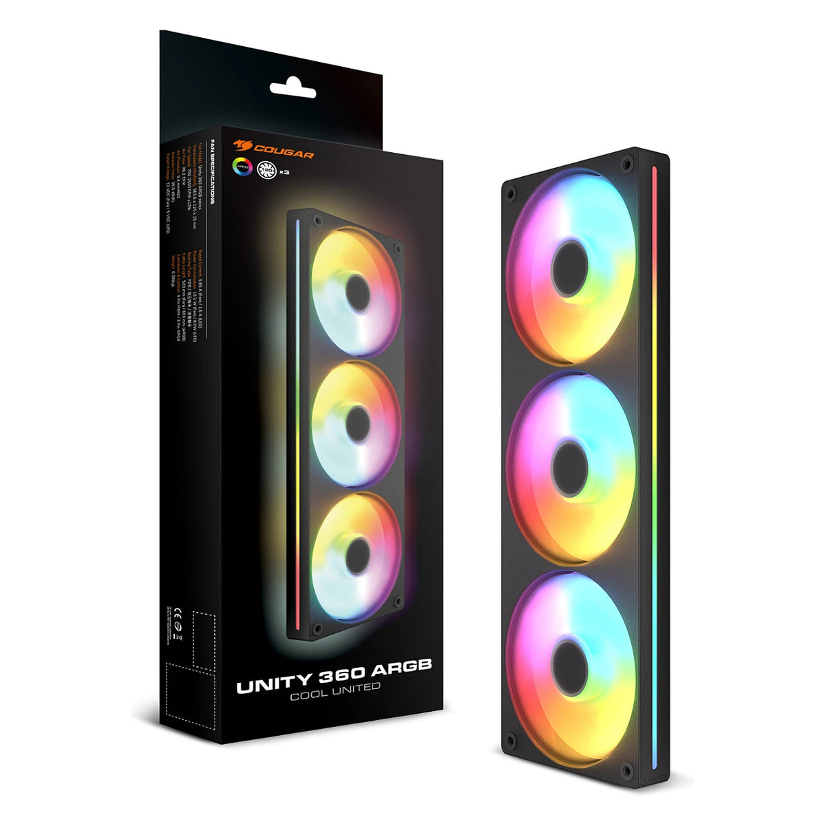 360mm COUGAR Reversed-Lüfter Unity360-FB,360 ARGB PWM, schwarz