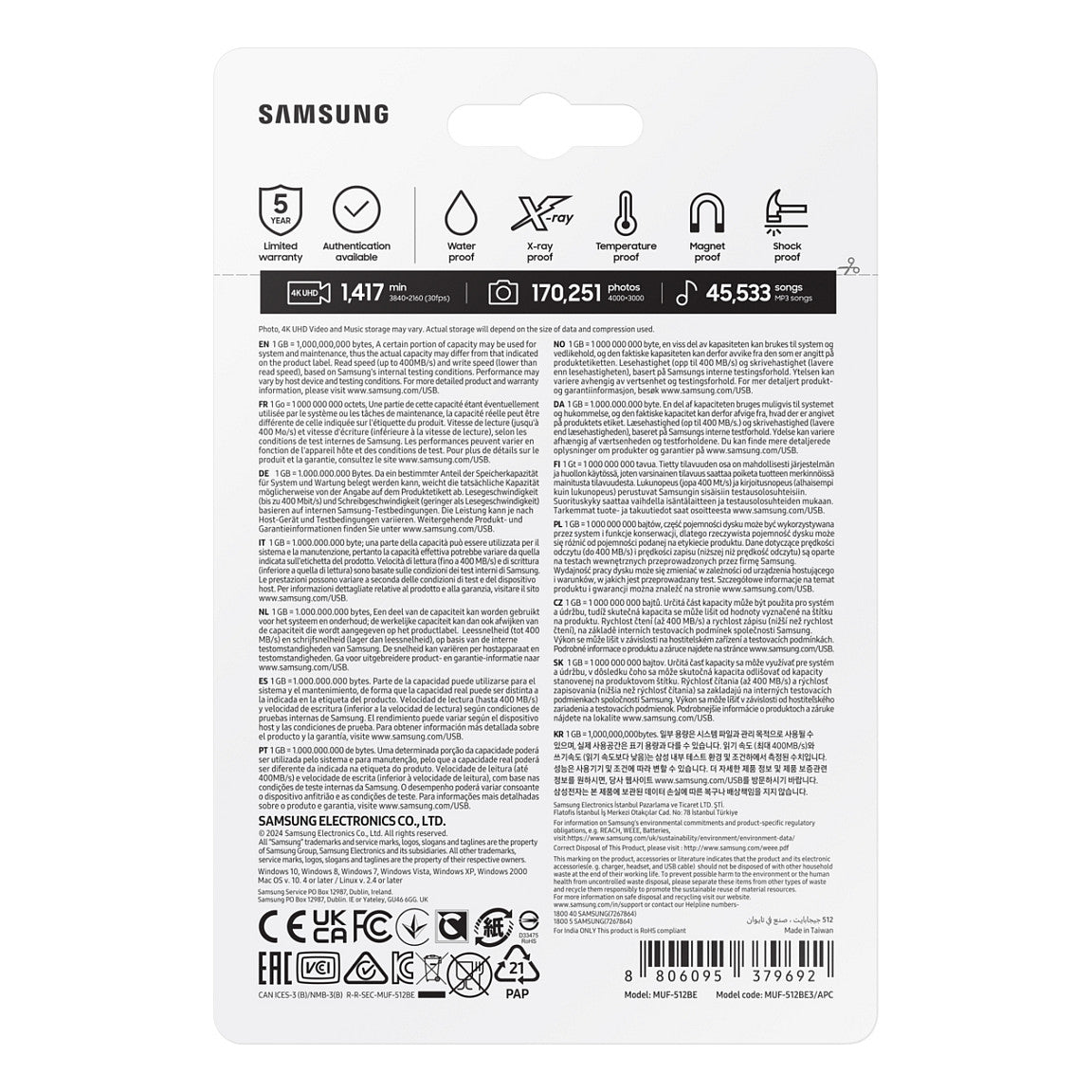 STICK 512GB Samsung BAR Plus Champagne Silver USB 3.1 retail