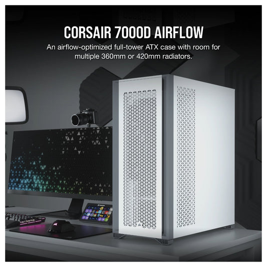 Corsair 7000D Airflow White Full Tower Gaming Gehäuse mit Glas Seitenfenster