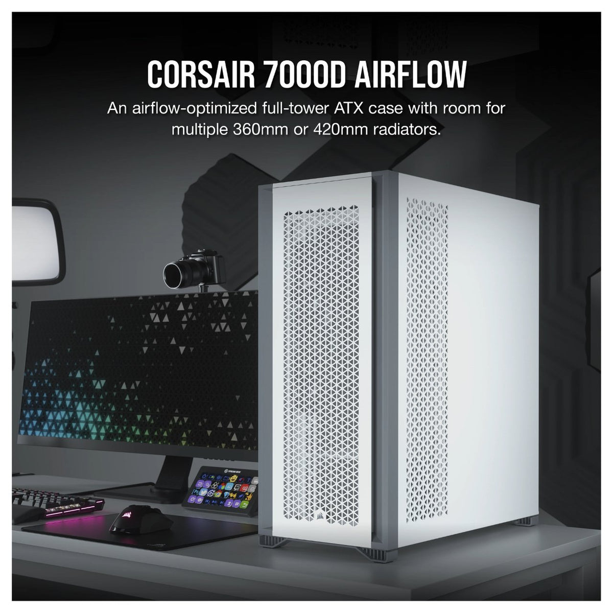 Corsair 7000D Airflow White Full Tower Gaming Gehäuse mit Glas Seitenfenster