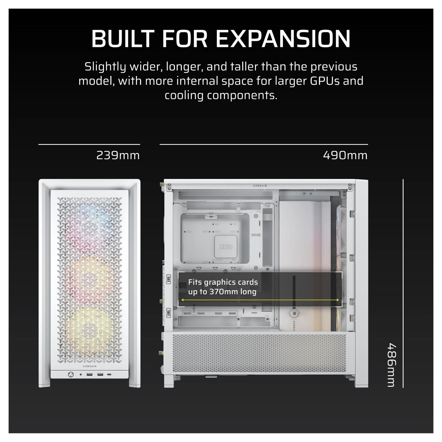 CORSAIR Frame 4000D RS ARGB Weiß Midi Tower ATX Gaming Gehäuse