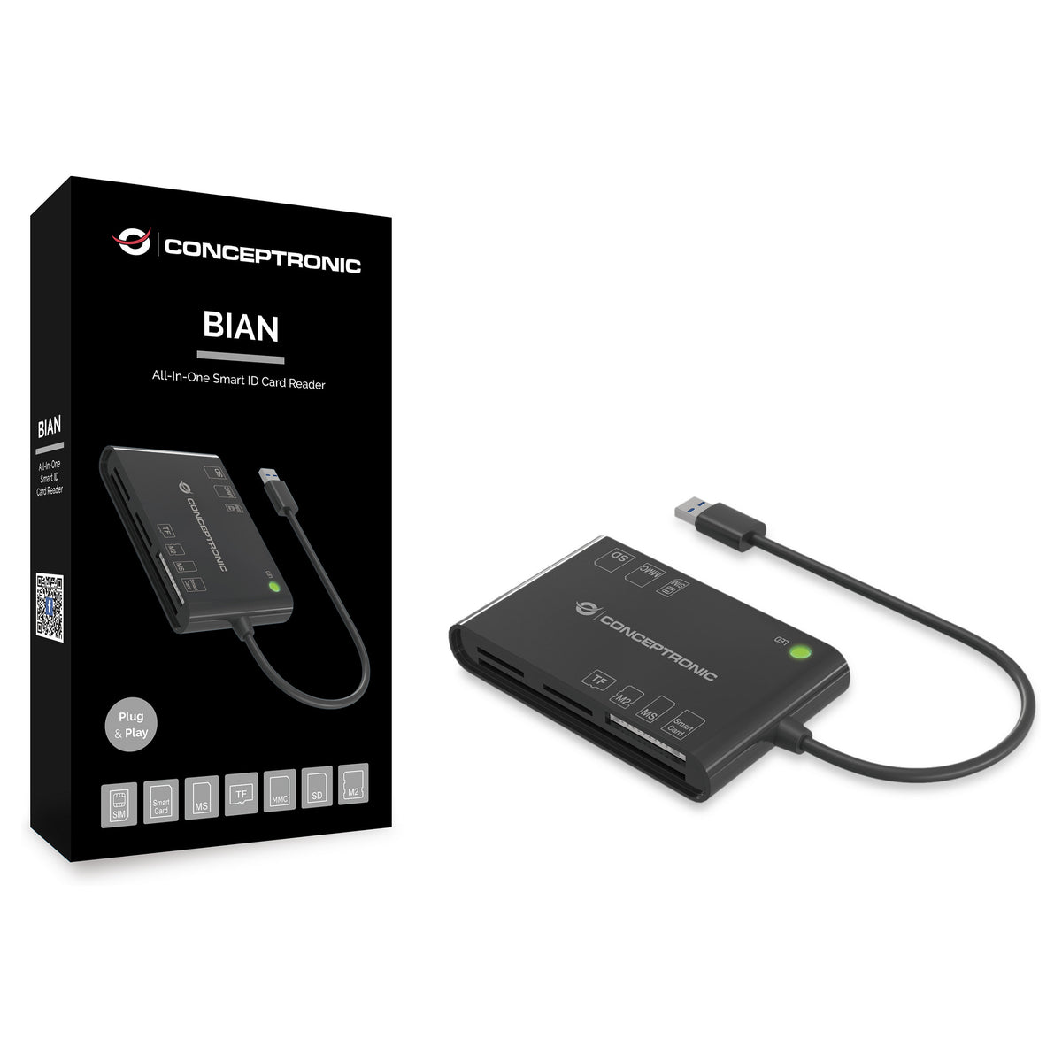 CONCEPTRONIC Kartenleser USB-A2.0->7-in-1 schwarz
