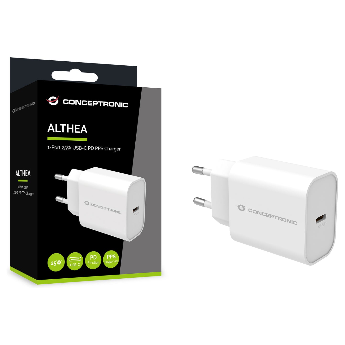 CONCEPTRONIC Ladegerät 1Port USB-C 25WPD3.0/PPS ws