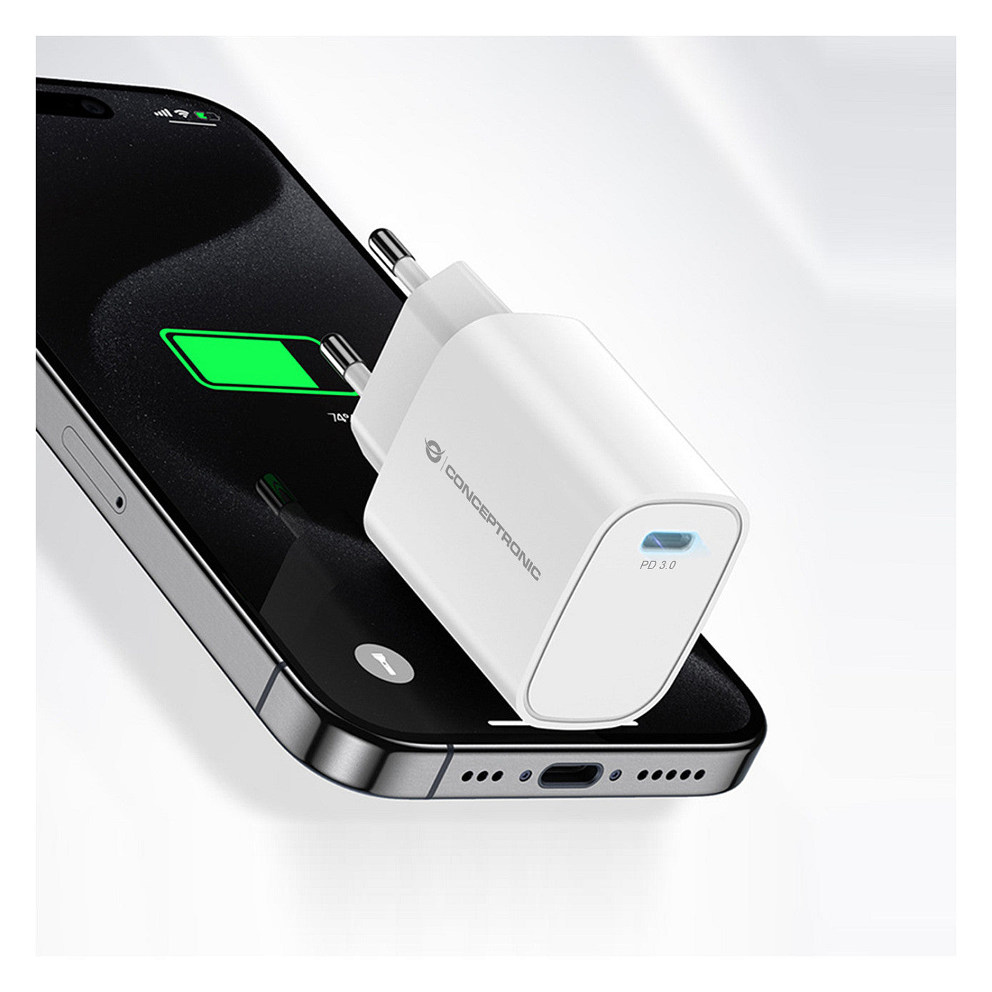 CONCEPTRONIC Ladegerät 1Port USB-C Top-Port 20WPD3.0 ws