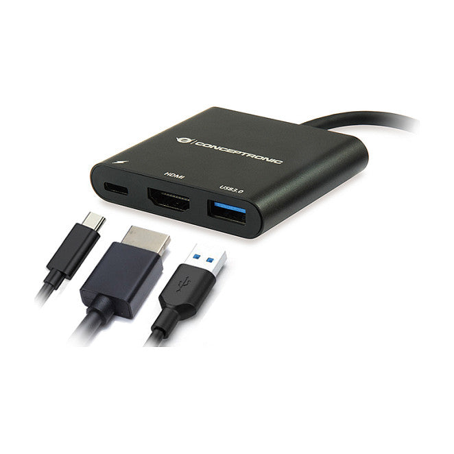CONCEPTRONIC 3-1 Dock USB-C->HDMI/USB-A/60WPD 15cm sw