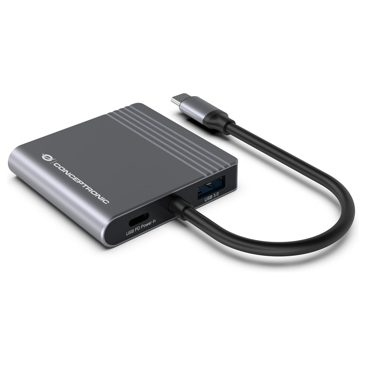 CONCEPTRONIC 4-1 Dock USB-C->2xHDMI/USB-A/100WPD 25cm gr