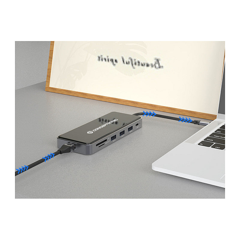 CONCEPTRONIC 7-1 Dock USB-C->2xHDMI/3xUSB-A/GbE/+ 25cm gr