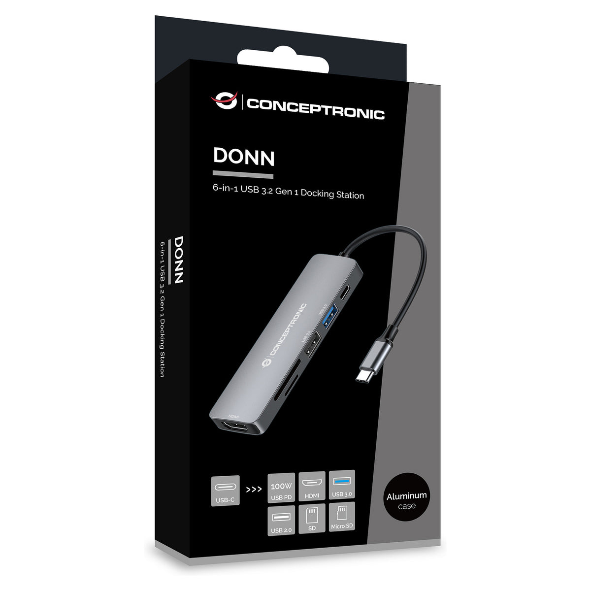 CONCEPTRONIC 6-1 Dock USB-C->HDMI/2xUSB-A/SD/TF/+ 15cm gr