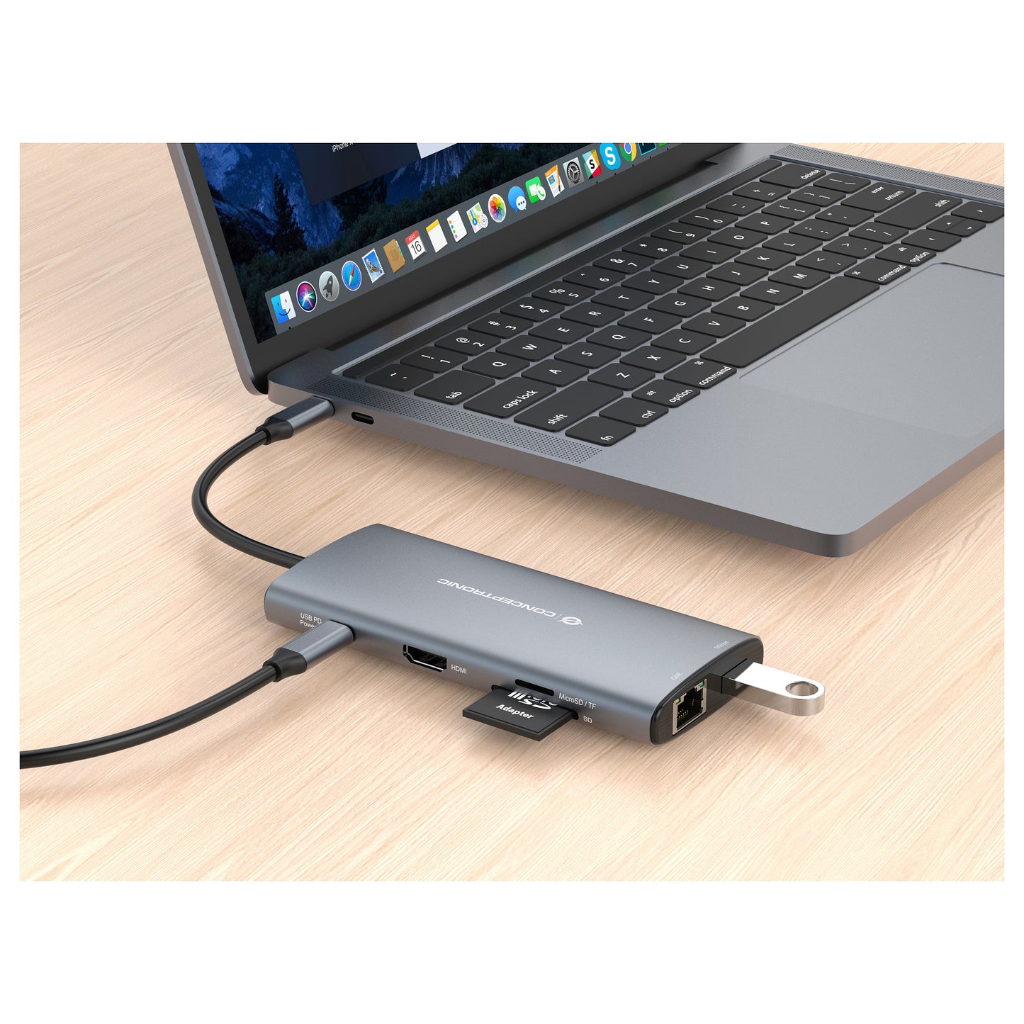 CONCEPTRONIC 10-1 Dock USB-C->HDMI/2xUSB-C/3xUSB-A/+ 20cm gr