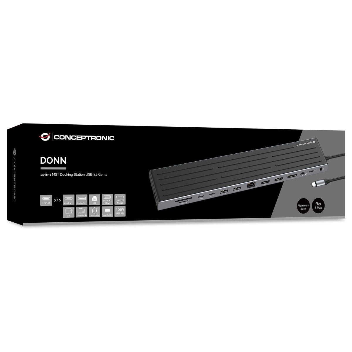 CONCEPTRONIC 14-1 Dock USB-C->2xHDMI/DP/2xUSB-C/+ 18cm sw