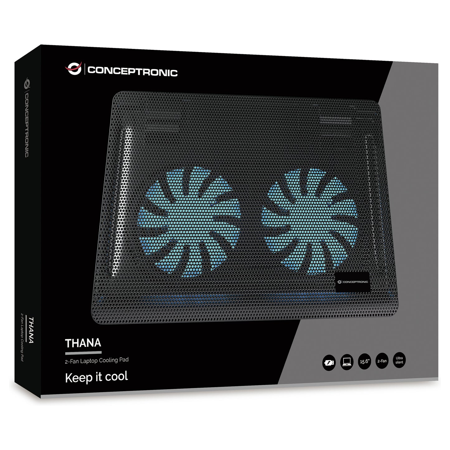 CONCEPTRONIC 2-Fan USB-A2.0 Laptop-Kühlpad 3Kg 15.6" sw