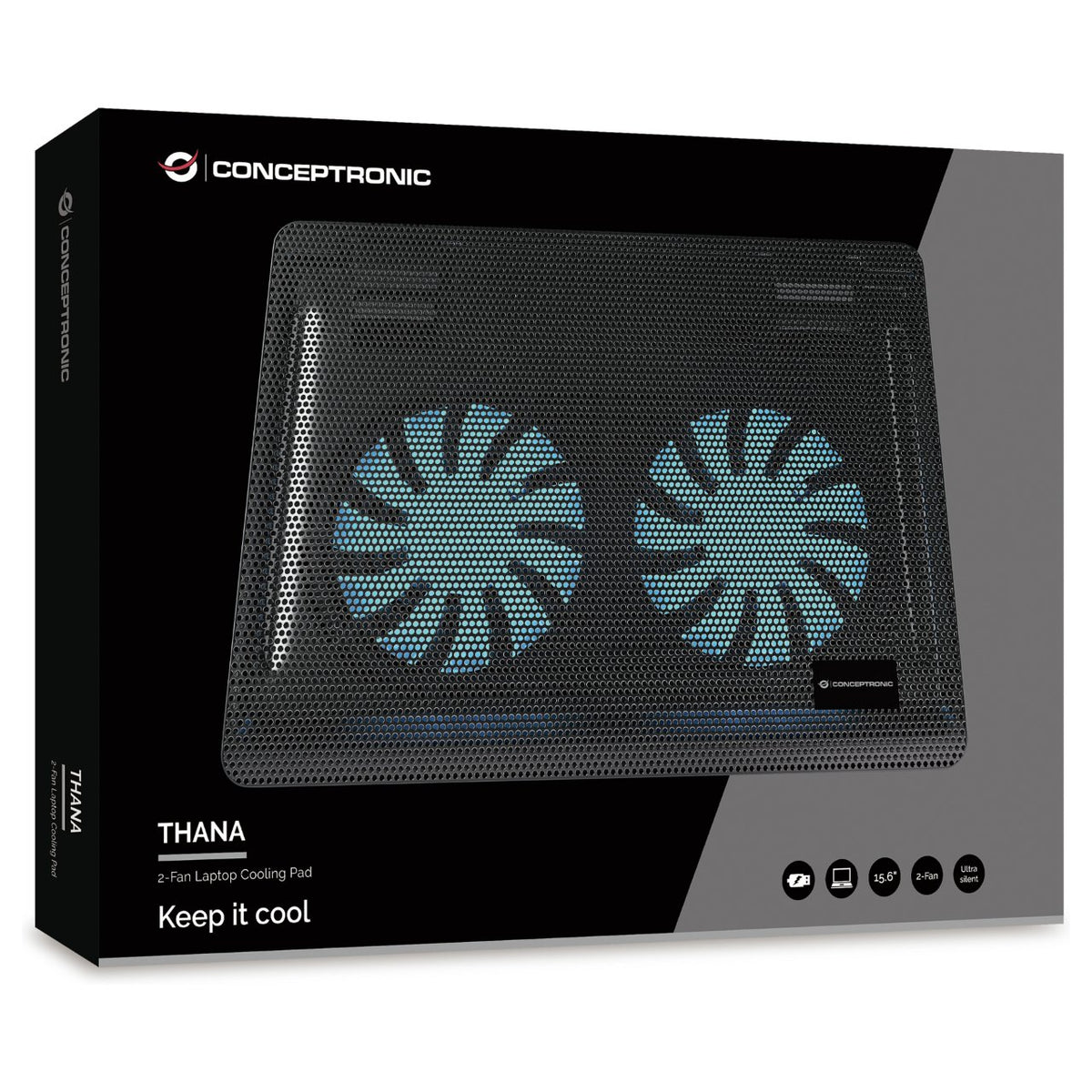 CONCEPTRONIC 2-Fan USB-A2.0 Laptop-Kühlpad 3Kg 15.6" sw
