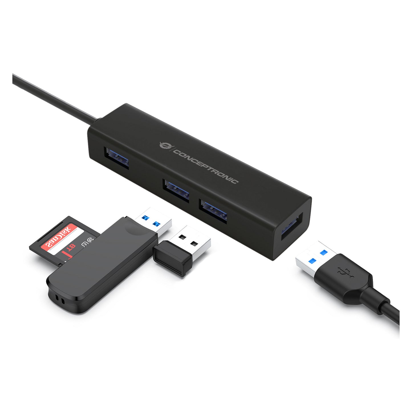 CONCEPTRONIC 4-Port Hub USB-C3.2Gen1->4xA3.0 o.Netz. sw