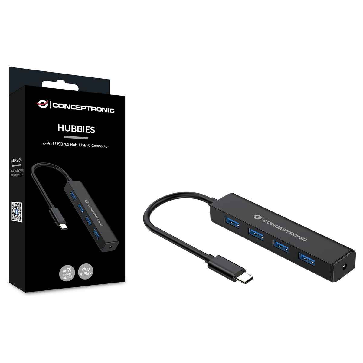 CONCEPTRONIC 4-Port Hub USB-C3.2Gen1->4xA3.0 o.Netz. sw