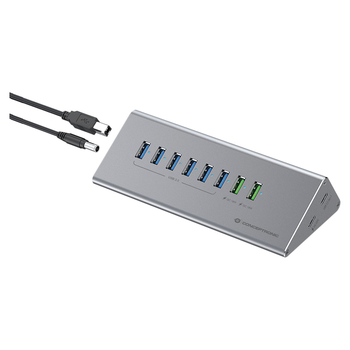 CONCEPTRONIC10-Port Hub USB-A3.0/-C Adap.->6xA3.0+m.Netz. gr