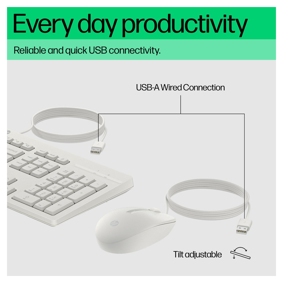 HP Tastatur+Maus 225 Set Kabelgebunden Weiß