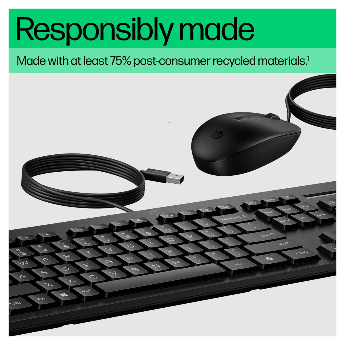 HP Tastatur+Maus 225 Set Kabelgebunden Schwarz