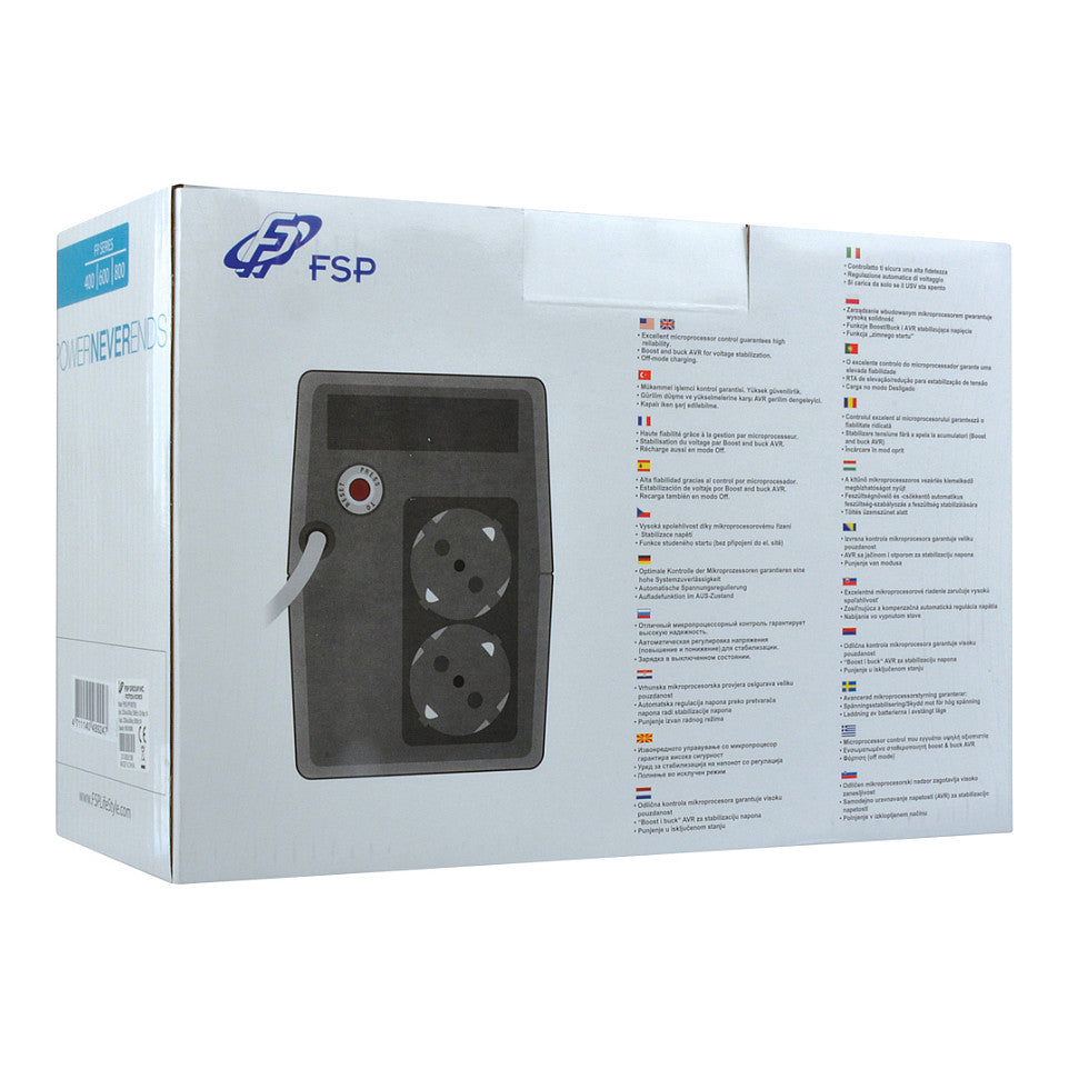 FSP FP 600*Line-interactive UPS 600VA/360W 2*SCHUKO. AVR