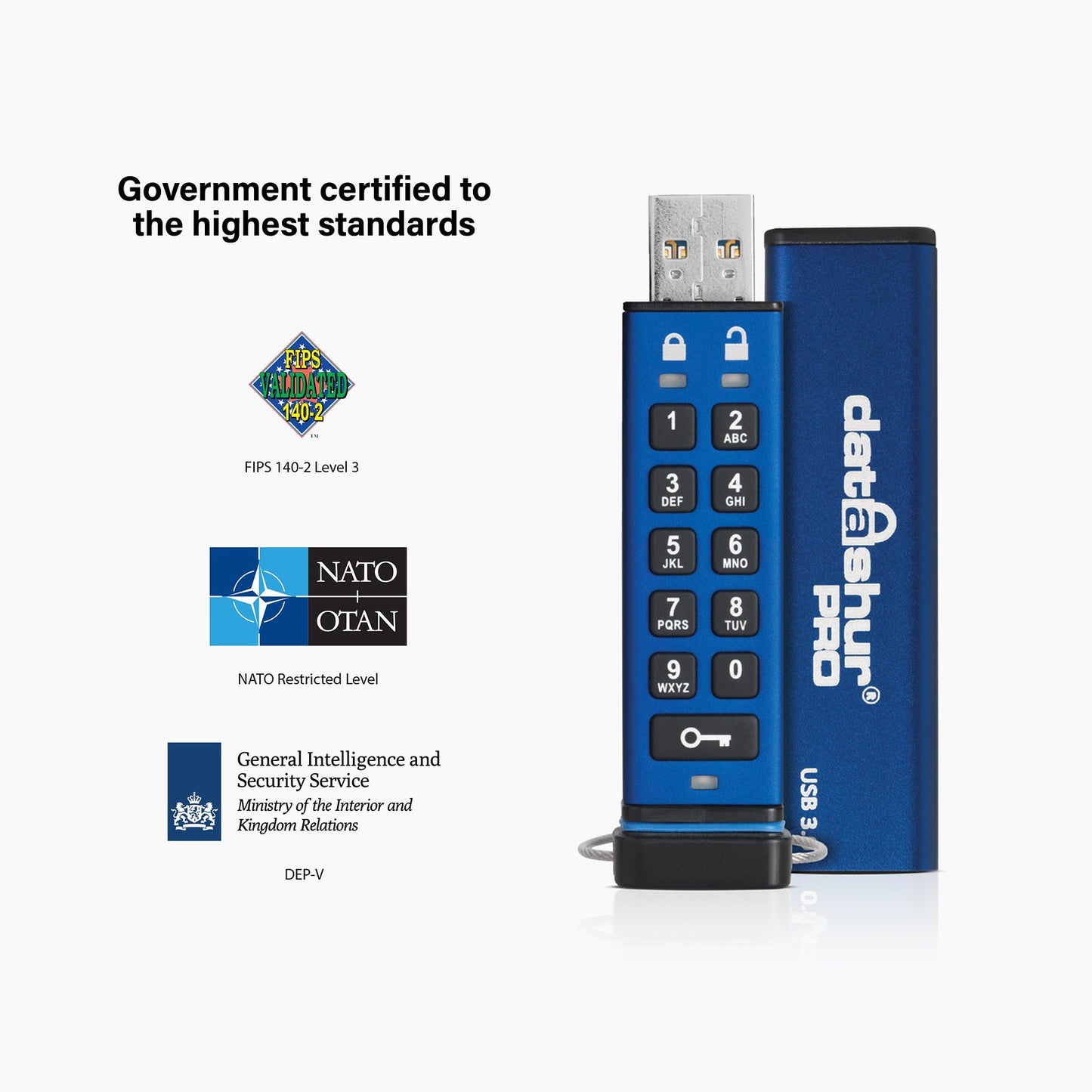 STICK iStorage USB-Stick datAshur Pro blau. schwarz 128 GB