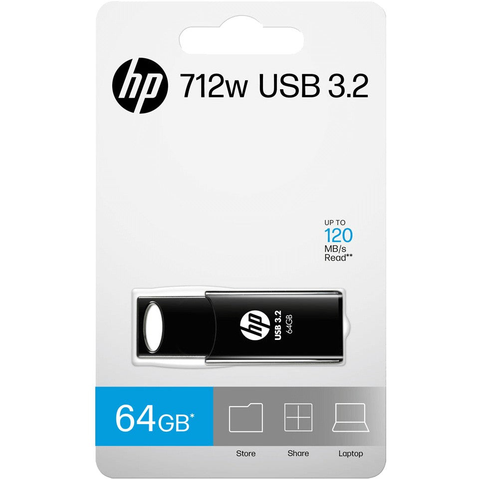 STICK HP 64GB 712w Black USB 3.2 Flash Drive