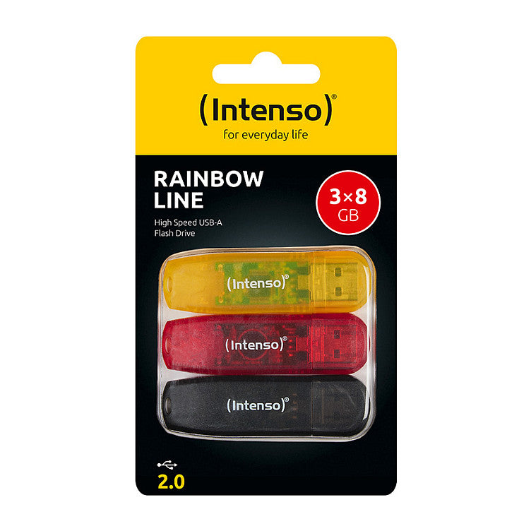 STICK Intenso Rainbow Line 8GB USB STICK 2.0 Multipack x3 bunt