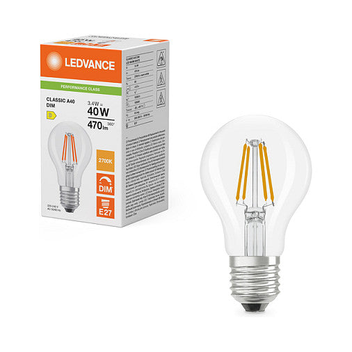 Osram LED Classic A 40 Filament DIM P 3.4W 827 Clear E27 Dimmbare LED - Lampen, kl