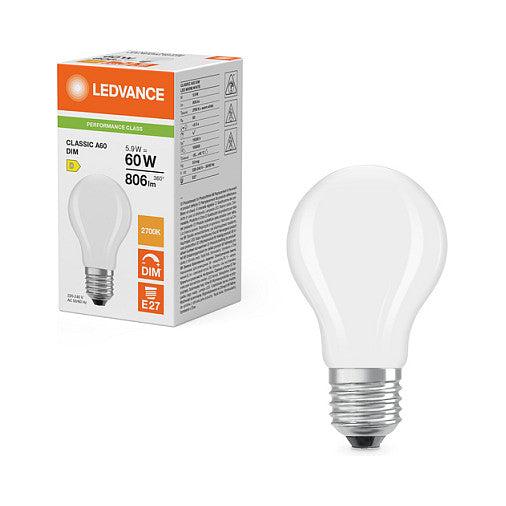 Osram LED Classic A 60 Filament DIM P 5.9W 827 Frosted Dimmbare LED - Lampen, klas