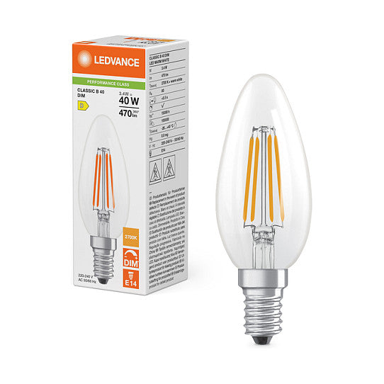 Osram LED Classic B 40 Filament DIM P 3.4W 827 Clear E14 Dimmbare LED-Lampen, klas