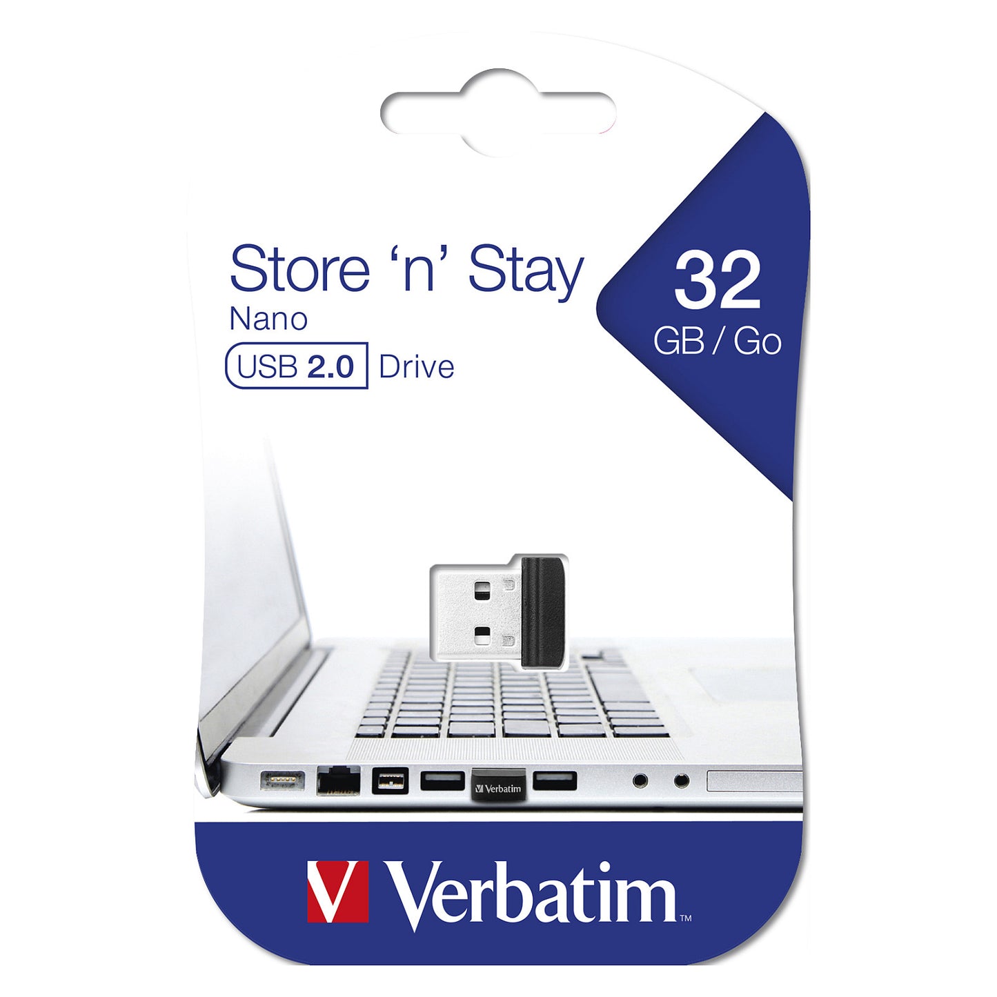 STICK 32GB USB 2.0 Verbatim Store'n'Stay Nano blue