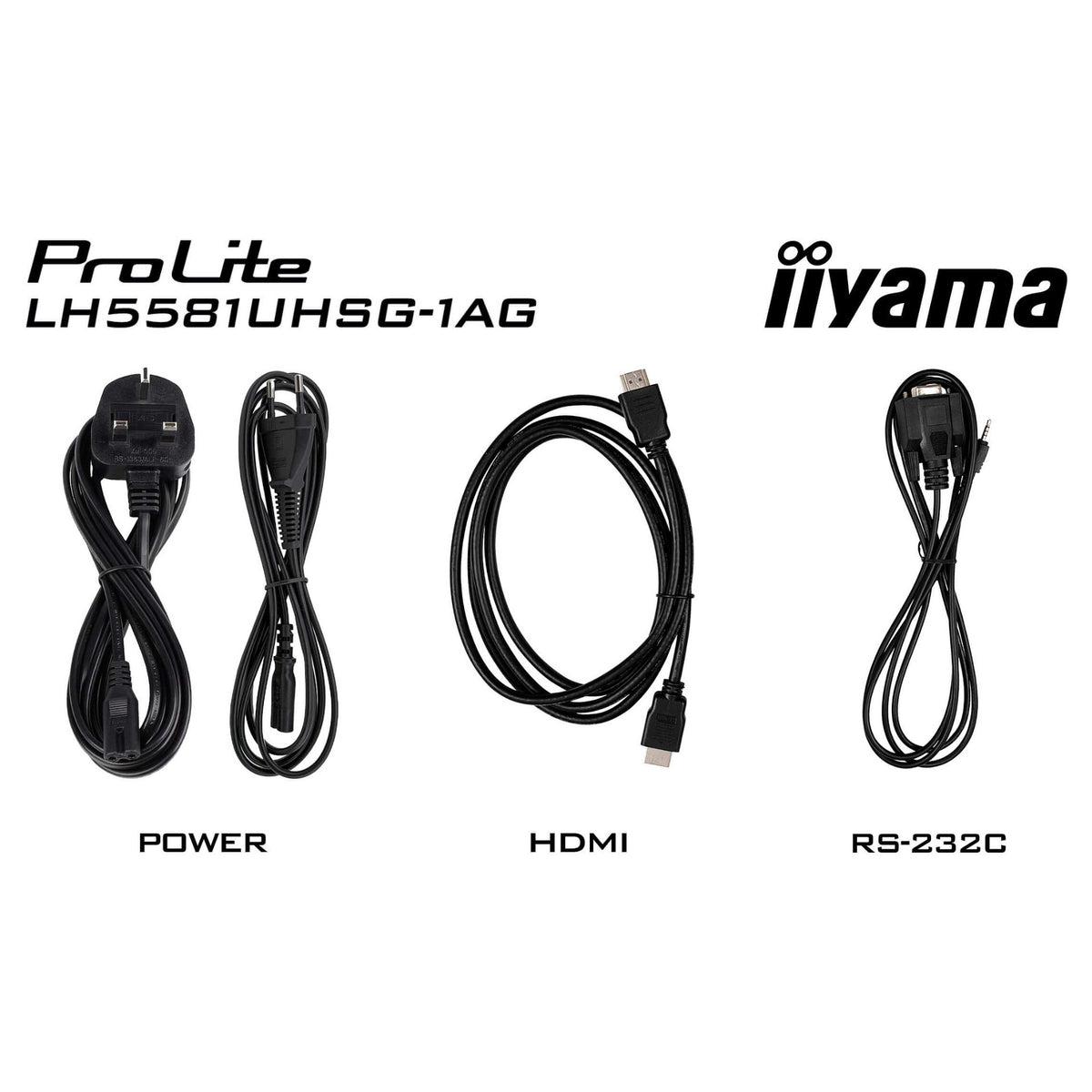 139,0 cm/54,6" (3840×2160) iiyama ProLite LH5581UHSG-1AG 16:9 VA 6,5 ms 60 Hz 500 cd/m² 24/7 HDMI×2 USB-C RJ45 RS-232c Speakers VESA White