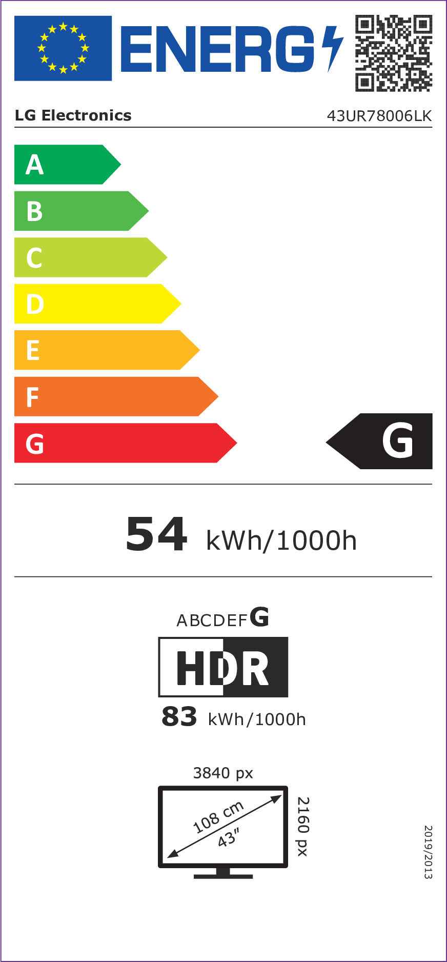 108,0 cm/43" (3840×2160) LG 43UR78006LK 16:9 LED 50Hz a5 Gen6 4K AI HDMI ×3 USB ×2 LAN WiFi webOS23 Black