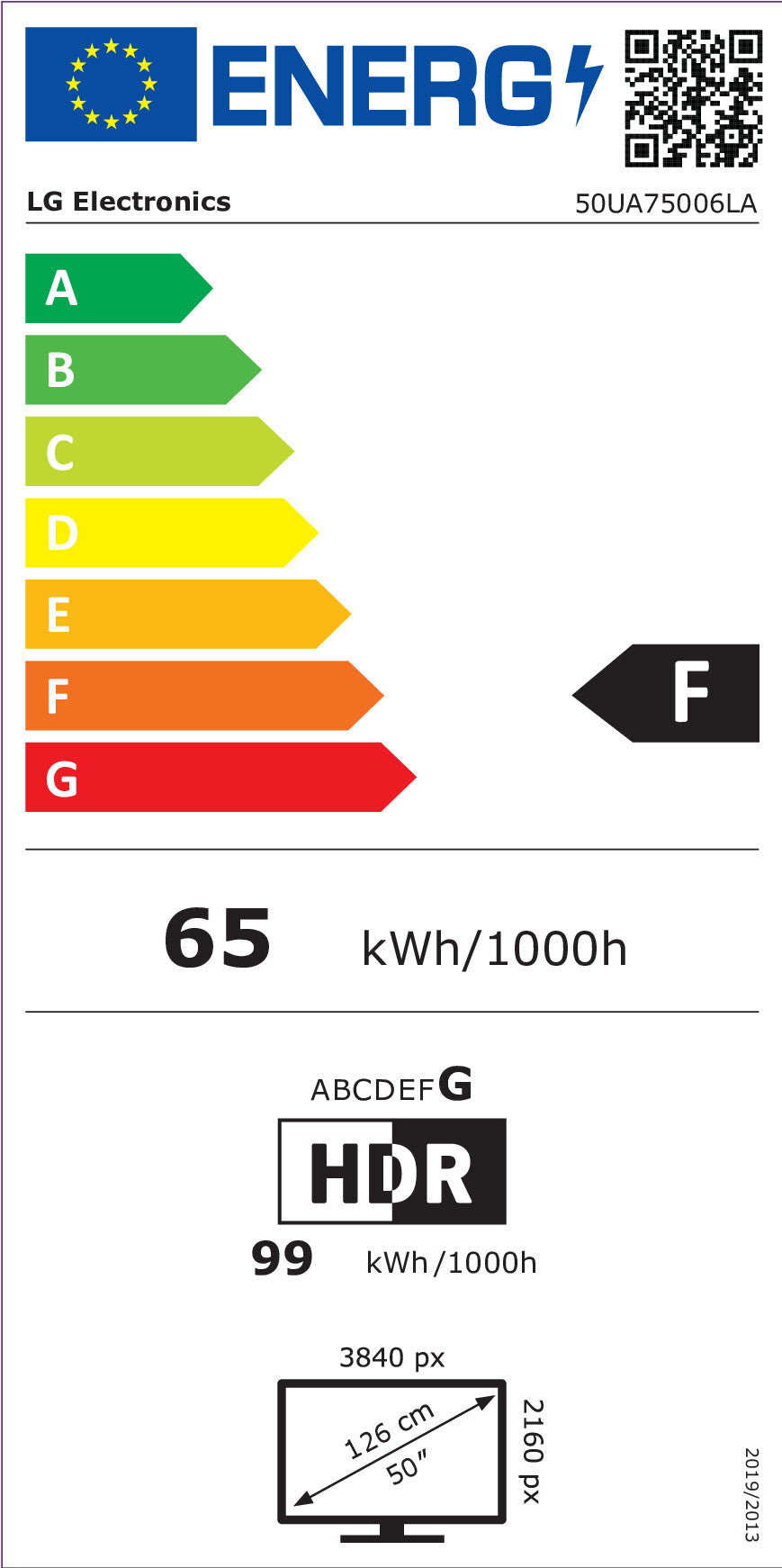 127,0cm/50" (3840×2160) LG 50UA75006LA 16:9 LED 60Hz a7 Gen8 4K HDMI×3 USB×2 WiFi webOS 25 Black